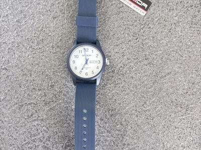 SANDA Fashion Watch Blue Silicone Band White Dial Date Display Water Resistant