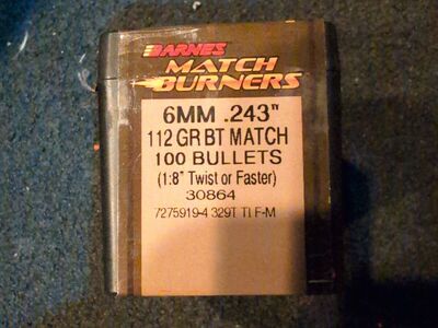 Barnes bullets 6mm 112gr. Match Burners