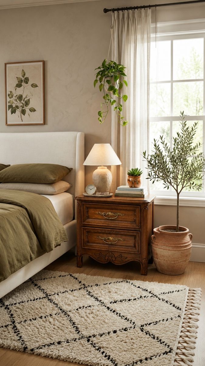 Pair of Vintage 2-Drawer French Provincial Nightstands or Side Tables w/Carved Detailing & Ornate Brass Pulls by Dixie