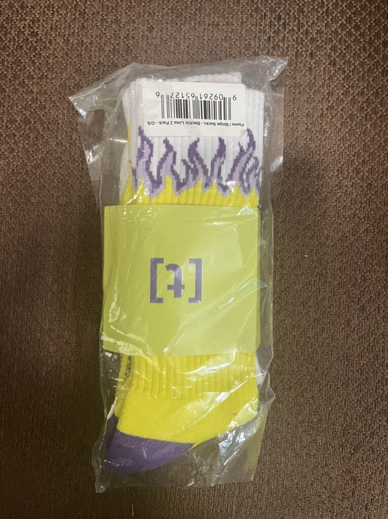 Flame Strip Socks Electric Lime  2 Pack New