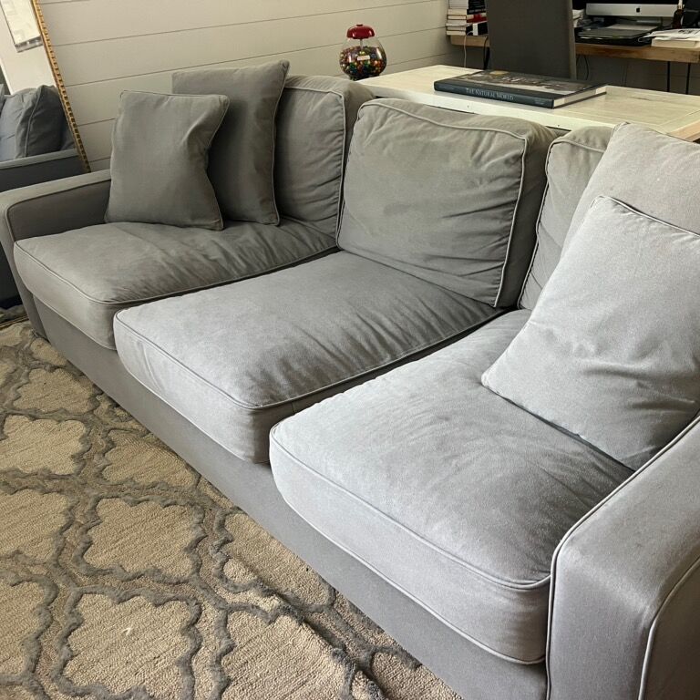 Gray Denim Oversized Sofa And Chair