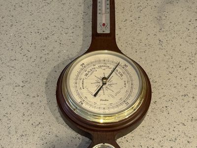 Vintage Linden Wood Wall Barometer Thermometer Hygrometer Weather Station