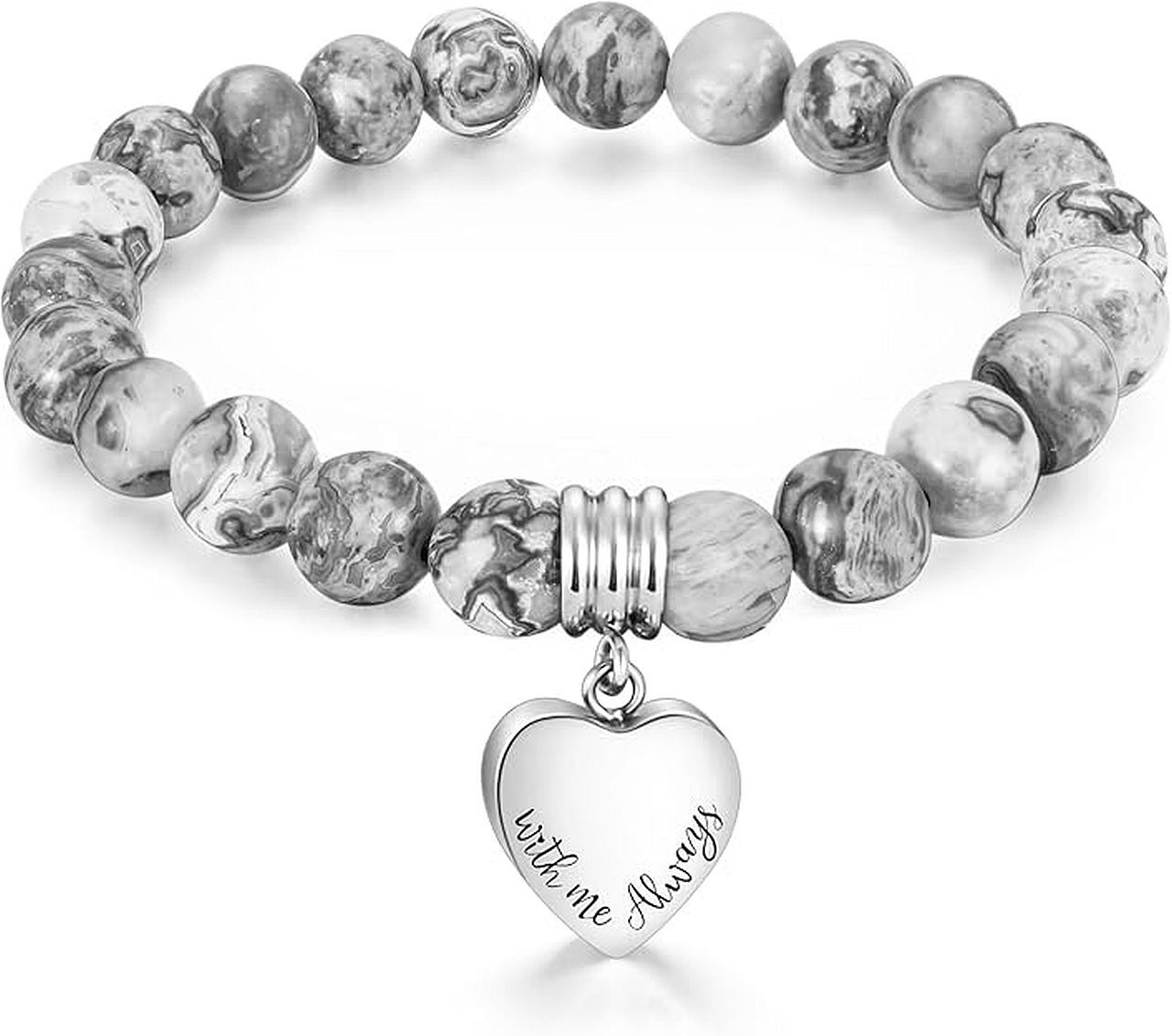 XIUDA Heart Cremation Memorial Urn Bracelet 316L Stainless Steel Keepsake Jewelry - With Me Always