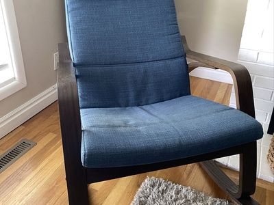 IKEA Poang Rocking Chair Dark Brown Wood - Hillared Dark Blue Cushion