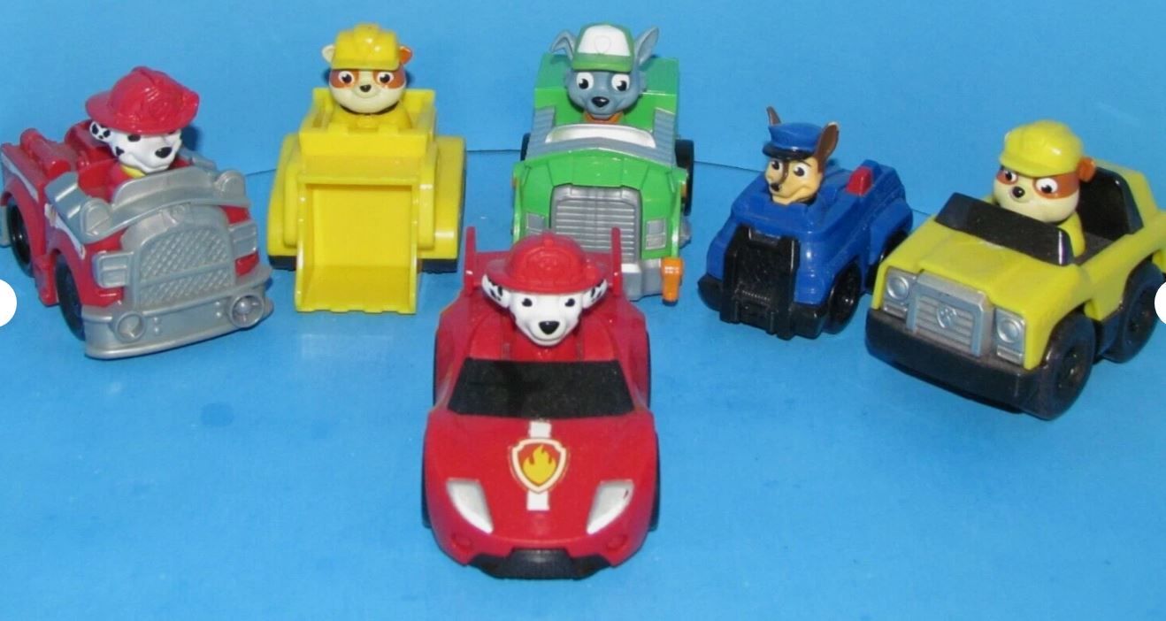 Paw Patrol Mixed Lot of 6: Character Cars Construction Emergency Vehicles L@@K