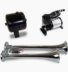 Kleinn HK2 ProBlaster Compact Dual Air Horn Kit - 153dB Chrome Train Horn System