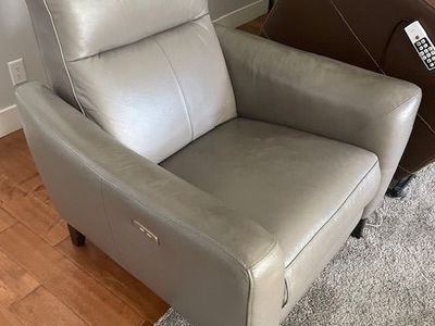 Nice used power grey recliner chair leather modern sleek.
