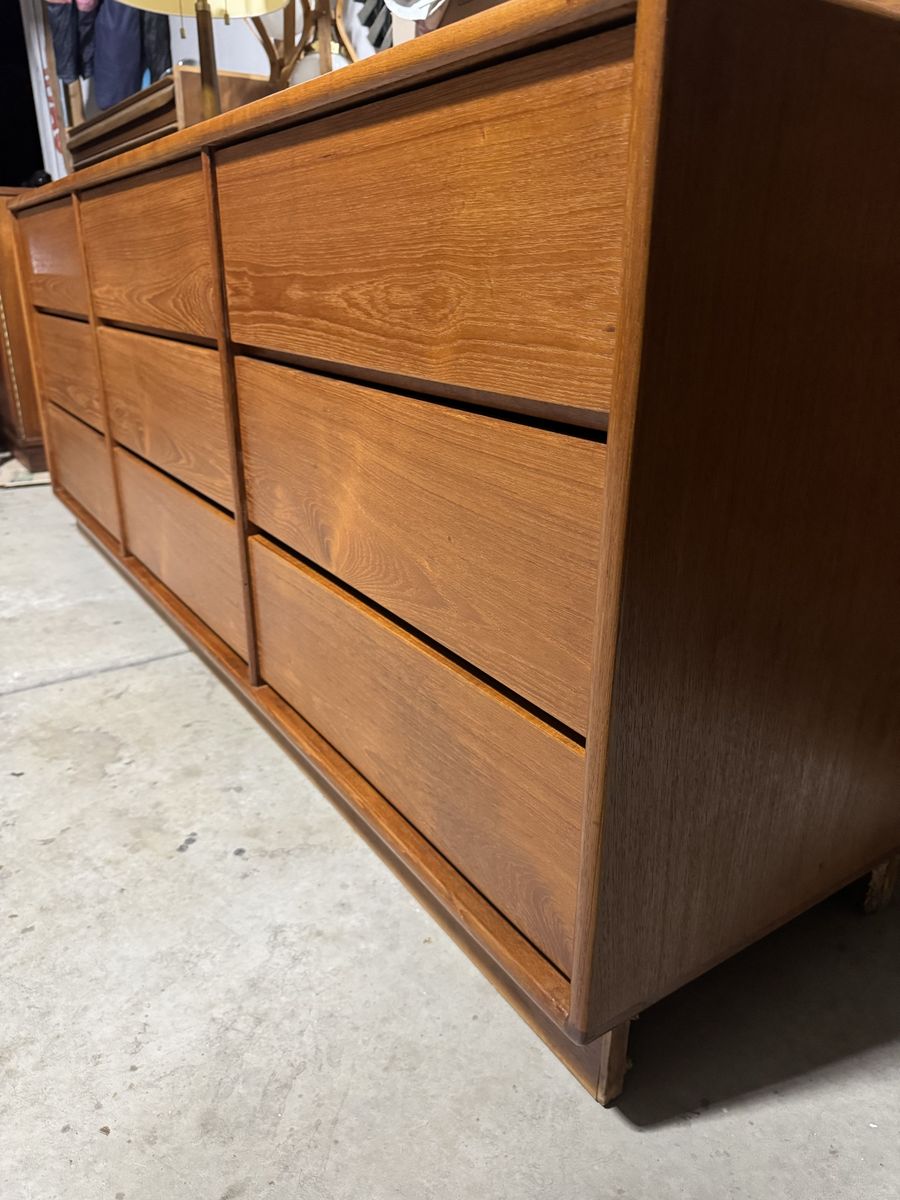 Vintage Mid-Century Danish Teak 9-Drawer Dresser
