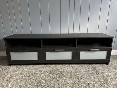 IKEA BRIMNES TV Unit, Black-Brown, Frosted Glass Drawers, 70 7/8" Wide