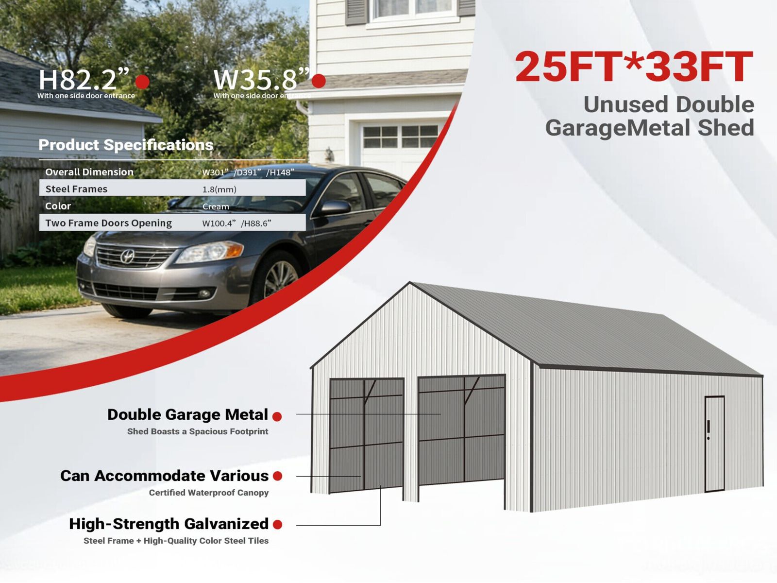 New 25 x 33 Metal Building / Garage / Shed