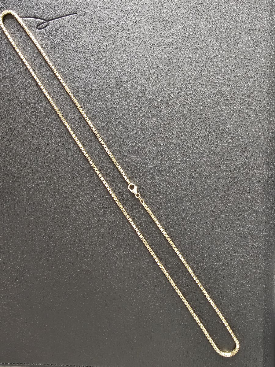 For Sale: 14K Gold Box Necklace  Solid 14K Yellow Gold  26 Inches | 28 Grams  Classic Box Link