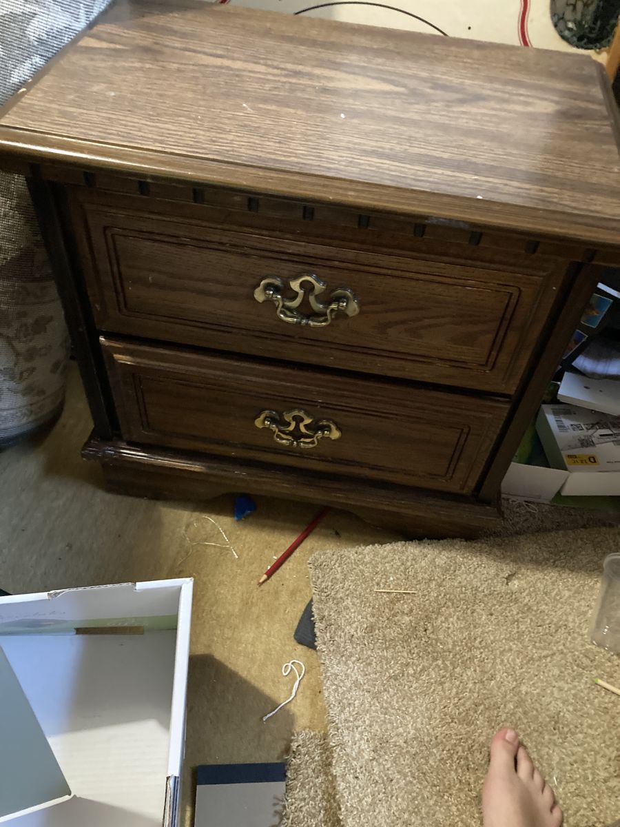 Oak nightstand with two drawers