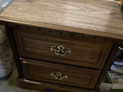 Oak nightstand with two drawers