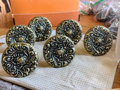 Set of 6 Large Gorgeous New Brass Drapery Hold Backs