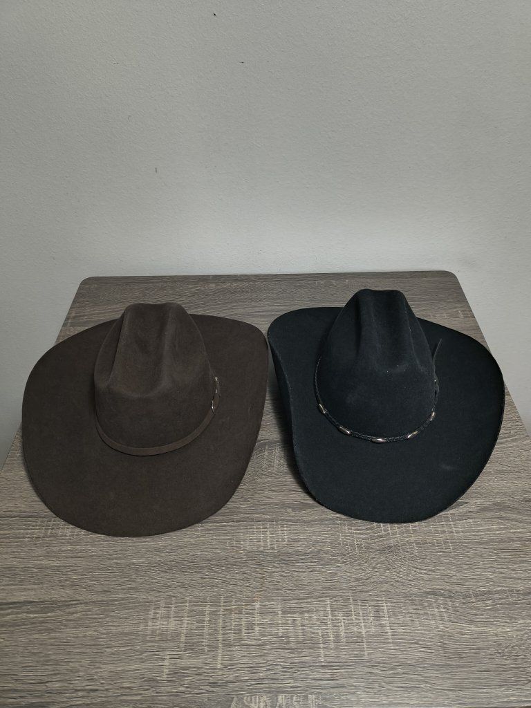 MHT Cowboy Hat black mid tier wool Western Style & Ariat Cowboy Hat 2x premium wool
