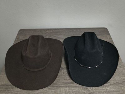 MHT Cowboy Hat black mid tier wool Western Style & Ariat Cowboy Hat 2x premium wool