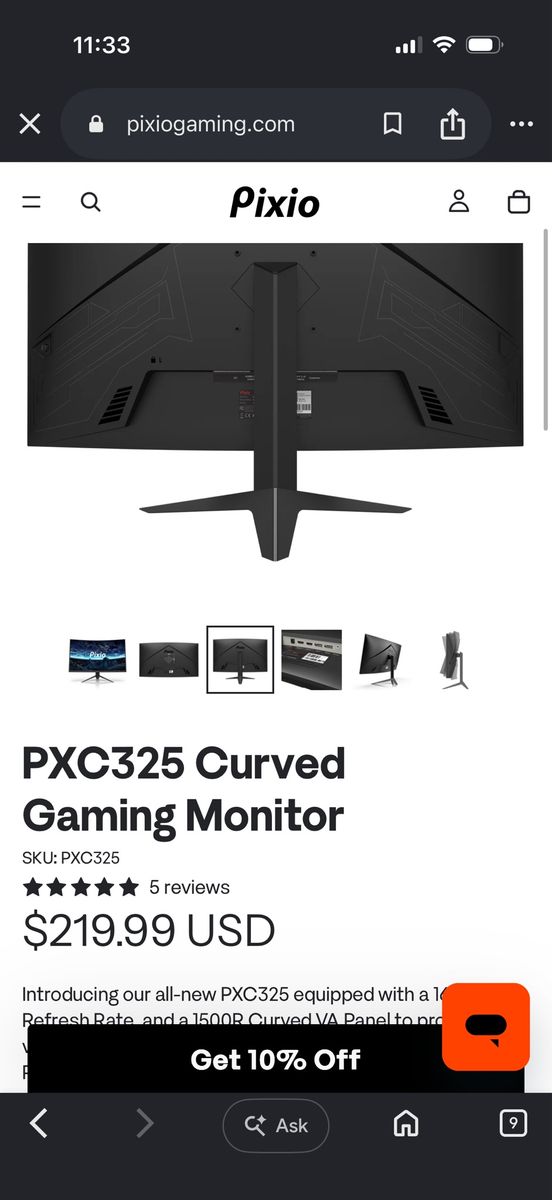 Pixio curved monitor for sell $160OBO