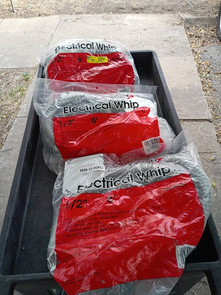 Electrical Whip 1/2" x 8' - Pre-Wired with Box and Connectors - New Condition