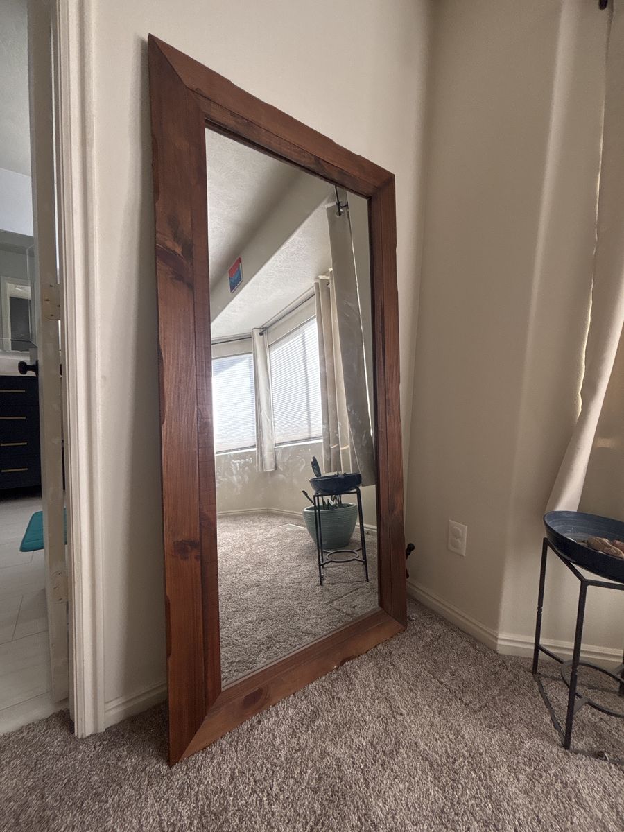 Large Rustic Wood Framed Floor Mirror - Full Length Home Decor