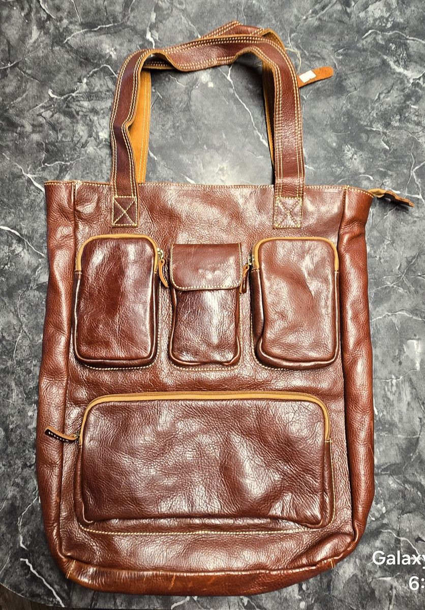 Spencer Beck  Authentic Leather Tote Bag and  Crossbody Brown Multi-Pocket Adjustable Strap (NEW)