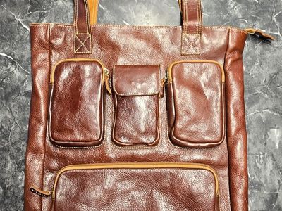 Spencer Beck Authentic Leather Tote Bag and Crossbody Brown Multi-Pocket Adjustable Strap (NEW)