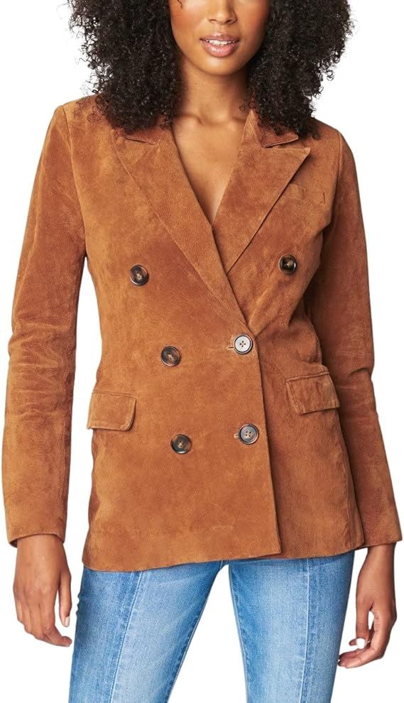 BLANKNYC REAL SUEDE DOUBLE BREASTED BLAZER JACKET CAMEL BROWN NEW W TAGS SIZE L