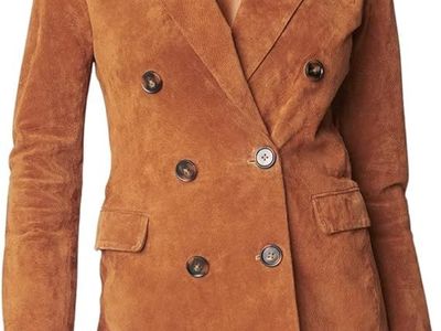 BLANKNYC REAL SUEDE DOUBLE BREASTED BLAZER JACKET CAMEL BROWN NEW W TAGS SIZE L
