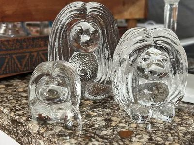 Sweden Bergdala Crystal Troll Figurine Set
