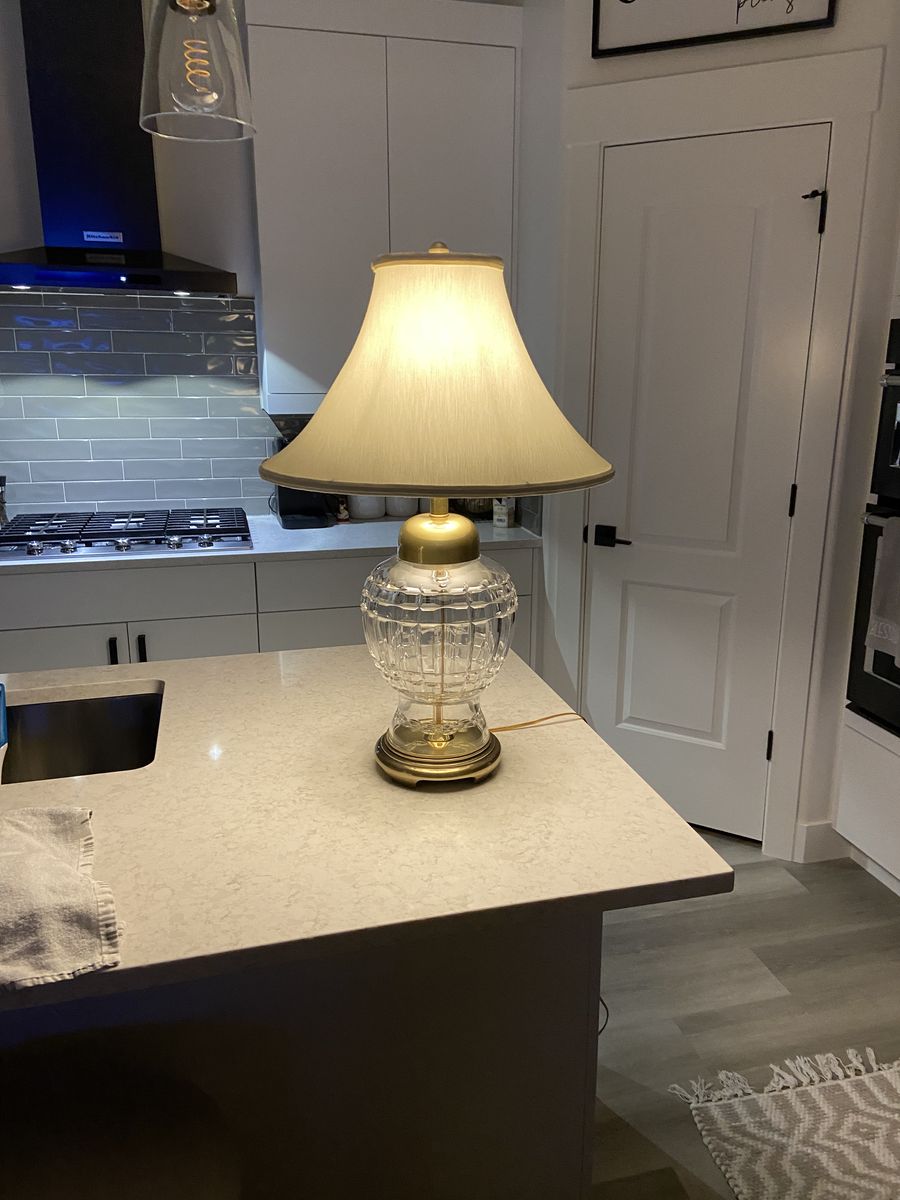 Frederick Cooper Crystal And Brass Lamp.