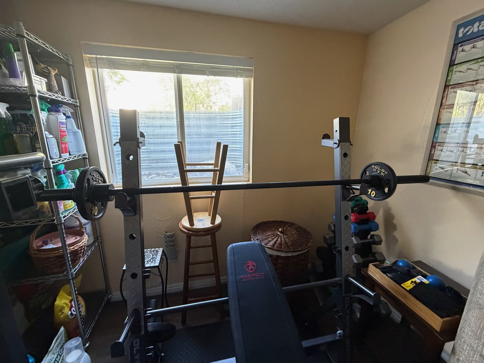 Marcy Olympic Workout Bench with Power Squat Olympic Bar