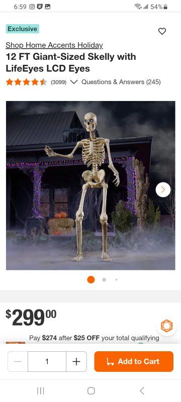 12 FT Giant-Sized Skeleton with LifeEyes LCD Eyes