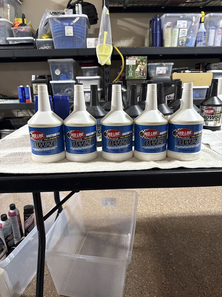 5 Quarts Of Red Line 0-W20 Synthetic Motor Oil