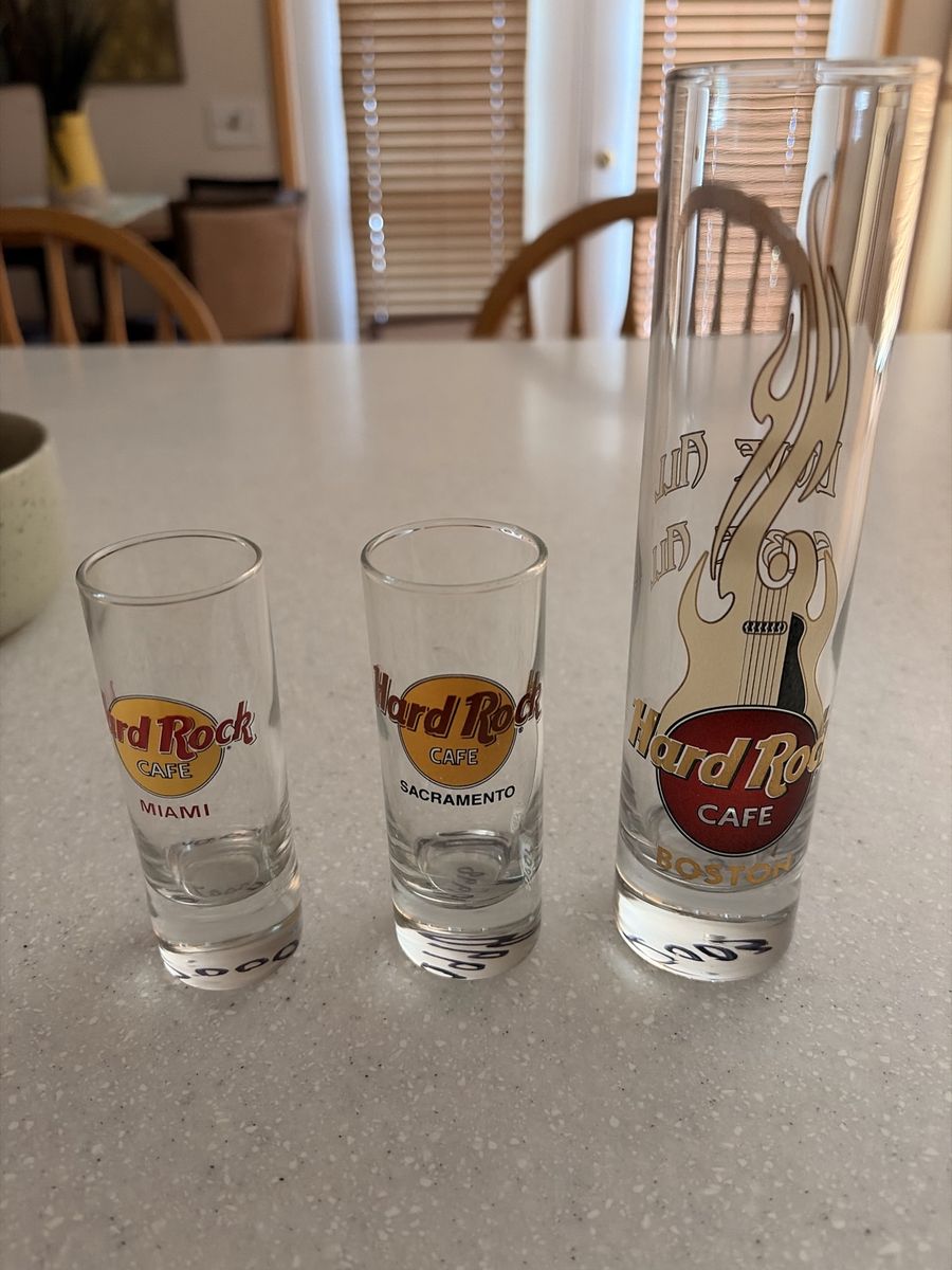 Hard Rock Cafe Souvenir Glassware Collection - Shot Glasses & Hurricane Glasses Set