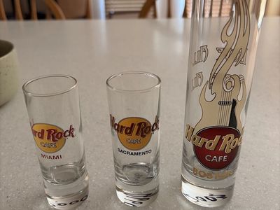 Hard Rock Cafe Souvenir Glassware Collection - Shot Glasses & Hurricane Glasses Set