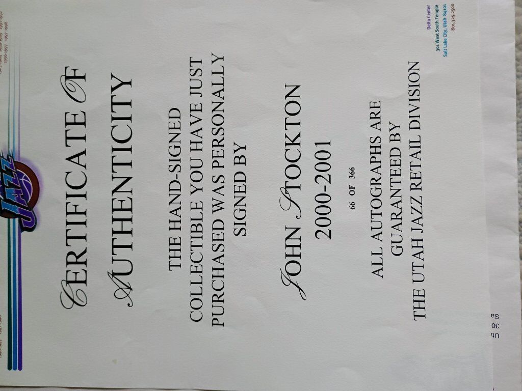 John Stockton Lmtd Edition Signed 1997 Utah Jazz