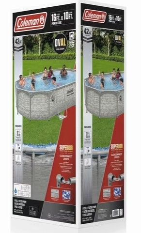 New - Coleman Power Steel 16' x 10' x 42" Oval Above Ground Pool Set