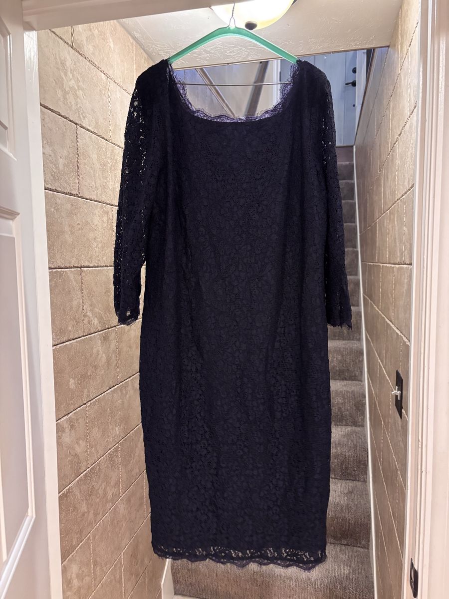 Adriana Papell Navy Blue Lace Dress Perfect For Wedding Size 18