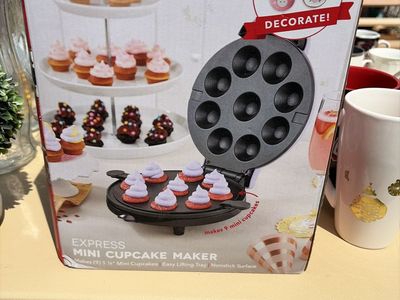 DASH Express Mini Cupcake Maker - Makes (9) 1.25" Cupcakes, Easy Lift, Nonstick Surface