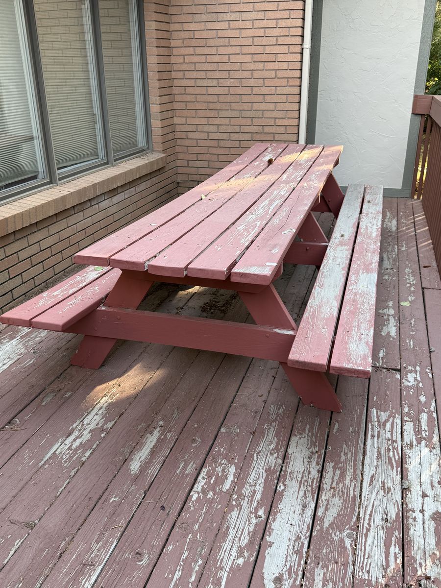 Free 10’ redwood picnic table over 100 years old in need of TLC.