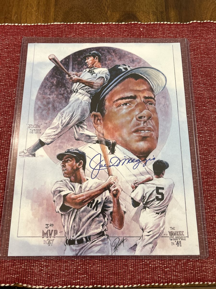 Joe DiMaggio New York Yankees Auto Fall Classic Lithograph Print Hand Signed Auto with Certificate of Authenticity COA
