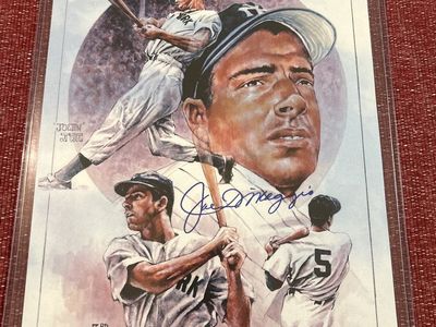 Joe DiMaggio New York Yankees Auto Fall Classic Lithograph Print Hand Signed Auto with Certificate of Authenticity COA