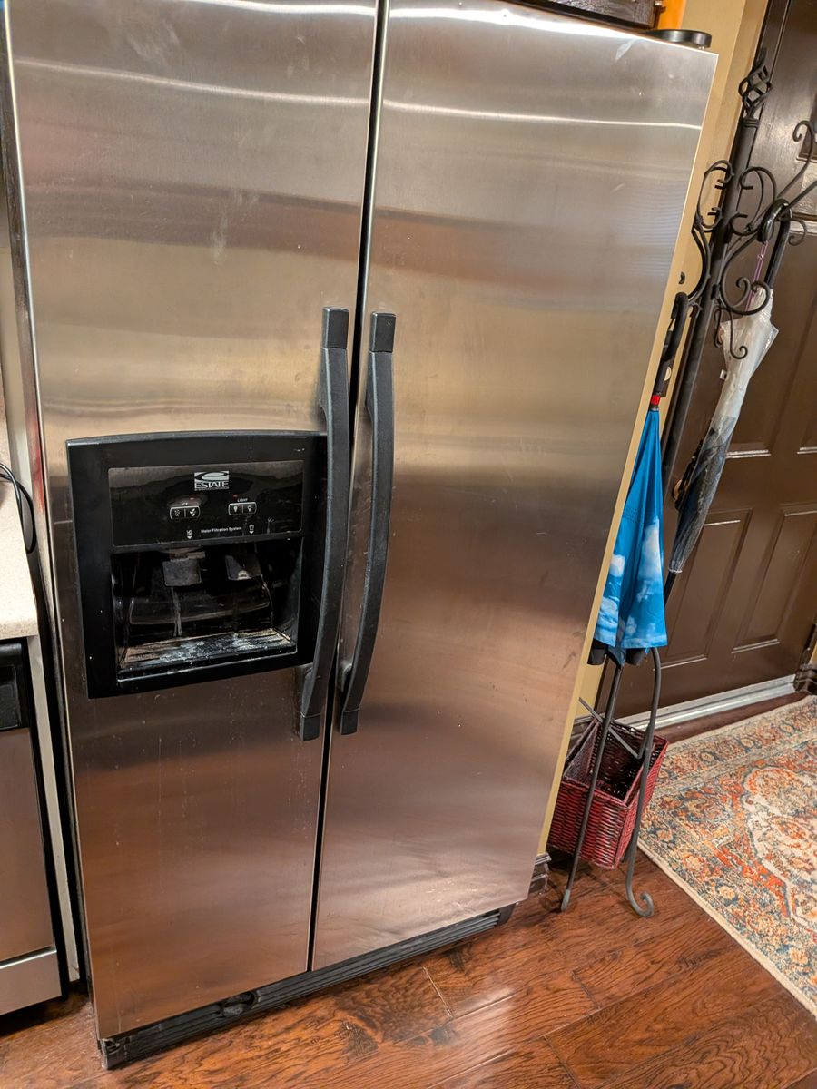Estate Stainless Steel Side-by-Side Refrigerator with Water & Ice Dispenser