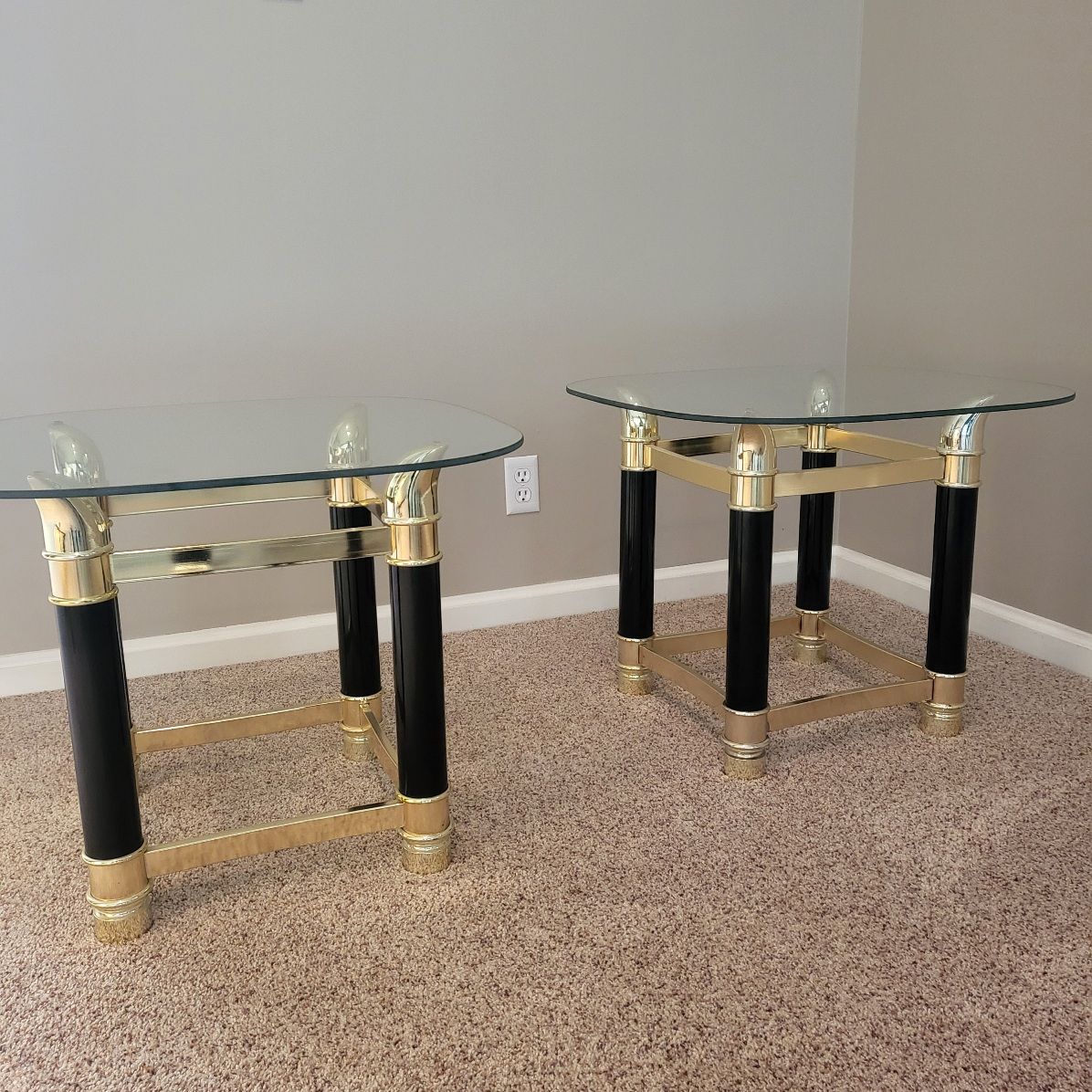 Pair of rare vintage Italian Tomaso Barbi side tables, pure elegance!  $300 for the pair
