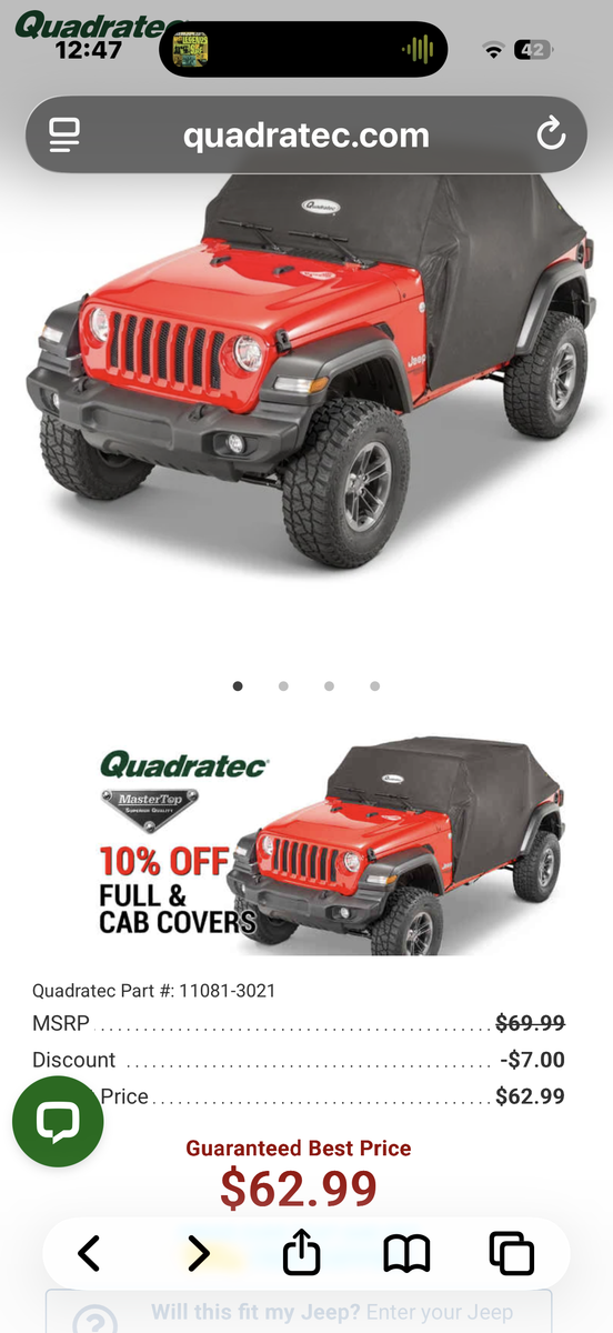 Jeep Wrangler 2 Door Rain Cover