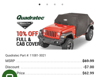 Jeep Wrangler 2 Door Rain Cover