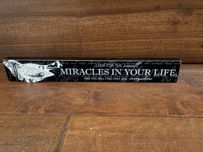 Black Standing Wood Miracles Sign With Bird