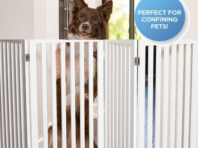 Dog Cat Pet Gate / Fence, Indoor Wood Freestanding Pet Barrier