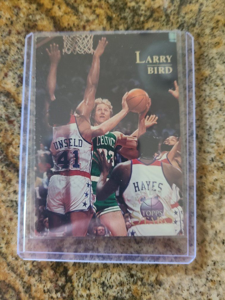 Larry Bird Topps Basketball Card (Year Unknown) - Vintage NBA Collectible - Protectively Cased