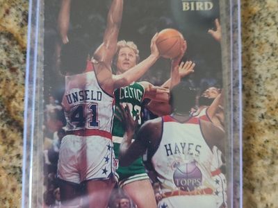 Larry Bird Topps Basketball Card (Year Unknown) - Vintage NBA Collectible - Protectively Cased