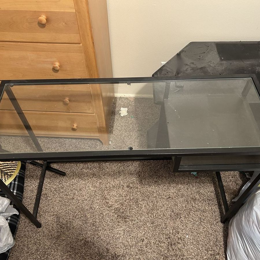 Black Metal & Glass Console Table / Entryway Table